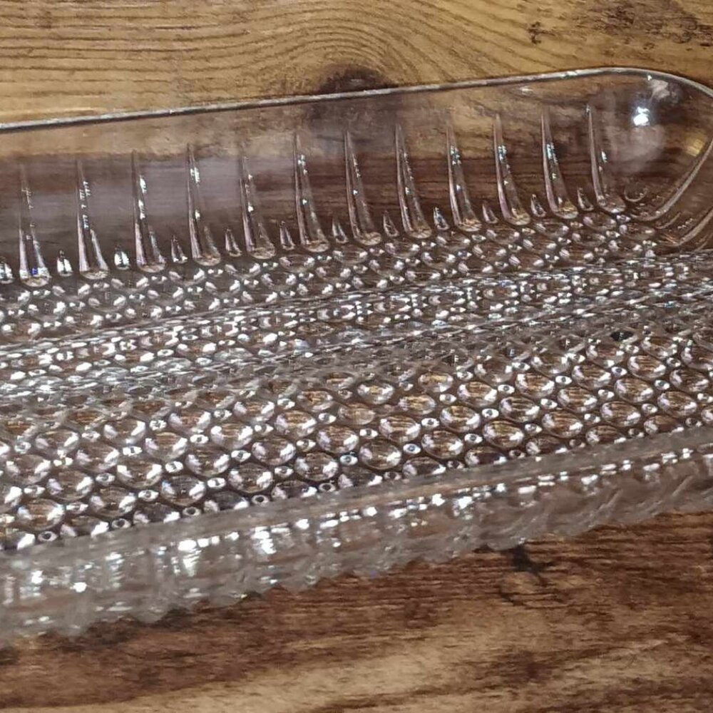 Hobnail Glass 2 Sections Rectangular Dish